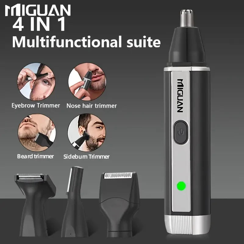 4-in-1 Professional Grooming Kit, USB Rechargeable Nose & Ear Hair Trimmer, Beard and Eyebrow Razor, Men'S Personal Care Tools