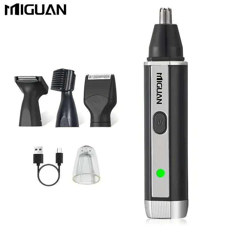 4-in-1 Professional Grooming Kit, USB Rechargeable Nose & Ear Hair Trimmer, Beard and Eyebrow Razor, Men'S Personal Care Tools