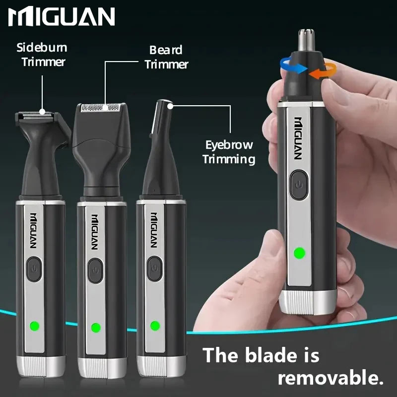 4-in-1 Professional Grooming Kit, USB Rechargeable Nose & Ear Hair Trimmer, Beard and Eyebrow Razor, Men'S Personal Care Tools